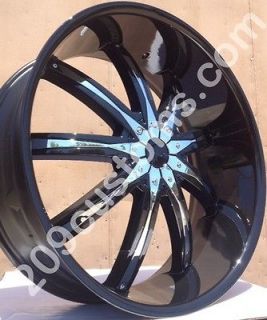 24 INCH WHEELS AND TIRES DW29 BLACK YUKON 2007 2008 2009 2010 2012