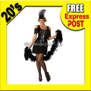 New  20s Sexy Black Flapper Dress Fancy Ladies Halloween Costume M 