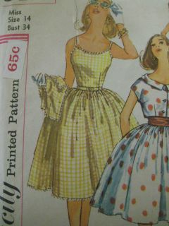 Vintage 50s Simplicity 4371 SUNDRESS DRESS & JACKET Sewing Pattern 