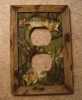 Bass Outlet Plate Cover Fishing Lodge Cabin Decor New
