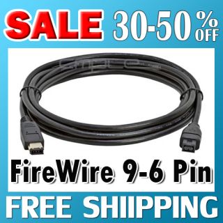 10FT FIREWIRE 800 400 CABLE 9 to 6 PIN 10 IEEE1394B 10 FT Black