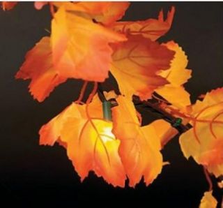   Maple Leaves Lighted Garland Fall Decoration 6 1 2 ft Long New