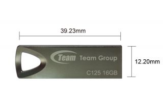 Team C125 16GB 16g Memory USB Flash Pen Thumb Drive Stick Metal Chain 