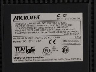 Microtek C783 17 Flat Screen Computer Monitor