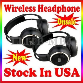 Pair 2 Channel Infrared Wireless Headphones for Car Pillow Headrest 