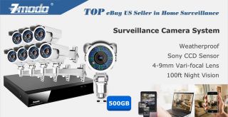   Security Surveillance DVR System with 8 CCD Cameras & 500GB Hard Drive