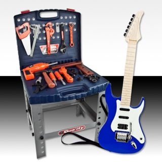 Toy Tool Set Pretend Electric Guitar Playset Kids Boys Children Deluxe 
