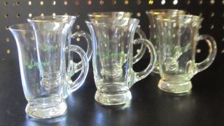 Set of Six Glass Irish Coffee Mugs 6 oz