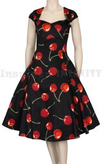 Rockabilly Collectif Regina Doll Cherry Stem Dress Pinup 50s Swing 60s 