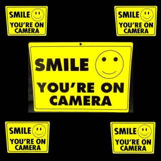    SMILE CCTV SECURITY SPY CAMERA SYSTEM COLOR WARNING SIGN STICKERS