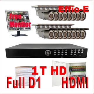   HDMI 1T DVR 700TVL Outdoor Security Camera System Package w 19 Monitor