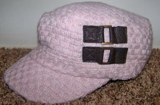 BY DAVID AND YOUNG PINK KNITTED CADET BERET HAT ONE SIZE FITS MOST 