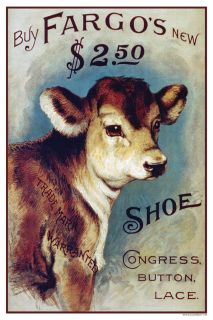 Retro Fargos Congress Button Lace Shoes Advertising Poster