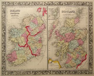 Genuine Antique Maps of Ireland Scotland A Mitchell 1860