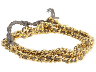 Chan Luu Gold Chain Mixed With Charcoal Cotton Cord Wrap Bracelet $110 