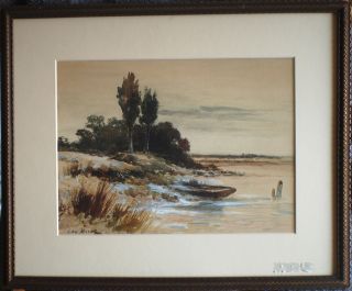 Edward Moran 1829 1901 Coastal Scene Watercolor