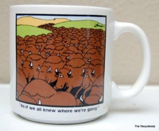   The Far Side Coffee Mug Buffalo Stampede Herd 1985 Gary Larson