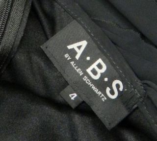 ABS Allen Schwartz Size 4 Black Chiffon Ruffle Tiered Dress Beaded 