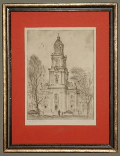 Max Fernekes Etching St John’s Cathedral Milwaukee
