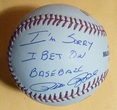 Pete Rose Autographed Baseball w Sorry I Bet on Baseball Inscription 