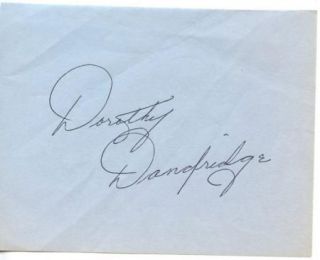 Dorothy Dandridge Vintage 1960s Original Signed Album Page Autographed 