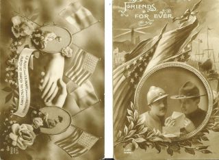 DIX Paris postcard soldier Friends for ever French & American Allys 