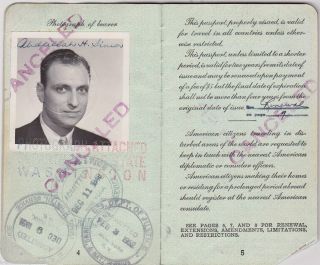 Traveling Importer Abdallah Vintage 1940s Cancelled US Passport w Many 
