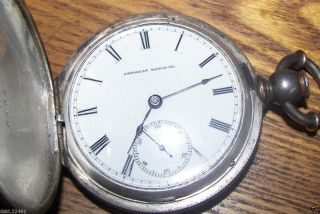 Antique American Watch Co Waltham Silver Case Key Working Order