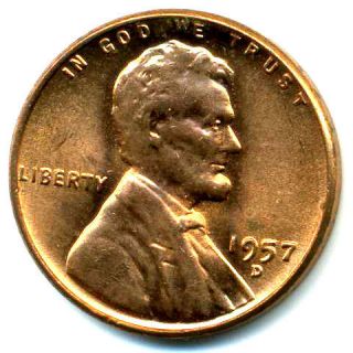 1957 D WHEAT PENNY ★ ABRAHAM 95% COPPER US SMALL 1 CENT AMERICAN 