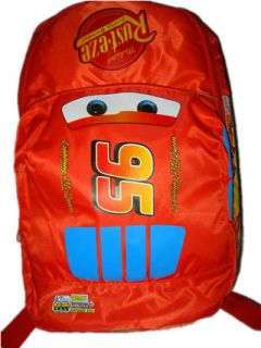  Girl Boy Rust Ete Disney Cartoon Racing Cars Red Backpack School Bag 