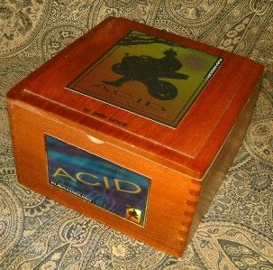   collection of seven heavy wooden cigar boxes from acid several sizes