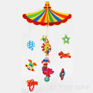 Wooden Circus Mobile Toy Over Baby Bed / Cot * Nursery Room Decoration 