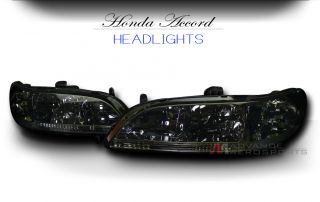 98 02 Honda Accord CG 2D 2dr 4D 4DR Smoke Lens Crystal Headlights 
