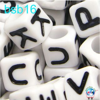 Mixed 7mm 50g Cube Acrylic Initial Alphabet Letters Spacer Beads Fit 
