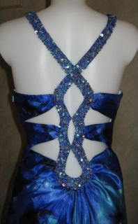 Betsy Adam Beaded Straps Blue Turquoise Dress Evening Gown Sz 14 $209 