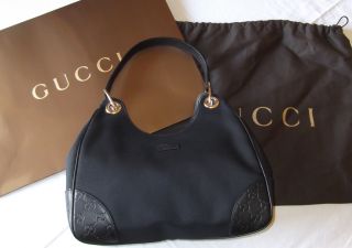 Gucci Black Colbert Monogram Leather Guccissima Tote Bag Purse Brand 