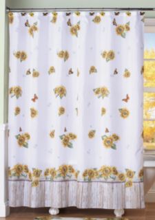 Daisy Floral Butterfly Yellow Blue Green White Grommet Fabric Shower 
