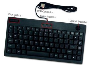 Adesso AKB 310UB Optical Mini Trackball USB Keyboard 11 75 Windows 