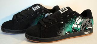 Adio Eugene SL Skate Shoes Mens 7 New in Box Black Green Graphics Gum 