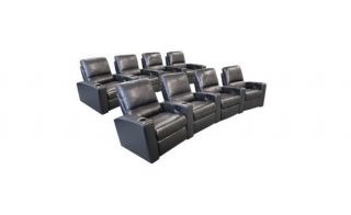 Adonis Home Theater Seating 8 Leather Manual Seats Black Chairs