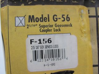 Gooseneck Trailer Lock 2 5/16 Inch Superior Guardian Model G 56