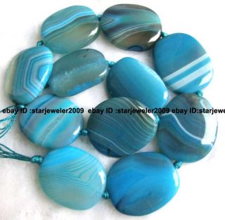 blue stripe agate 21x30mm flat smooth beads 16 high quality 