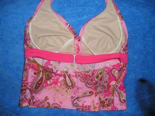 Aerin Rose Pink Paisley Tankini Swimsuit Bathing Suit Top 32C 34C 323 