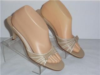 Whats What by Aerosoles Taupe Cream Colored Leather Slide Sandals 7 1 