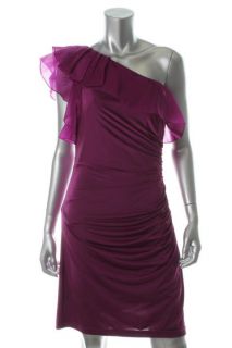 Adrianna Papell New Purple Jersey Ruffle One Shoulder Cocktail Evening 