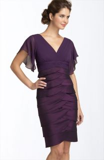 Adrianna Papell Flutter Sleeve Tiered Dress Pansy Purple 2
