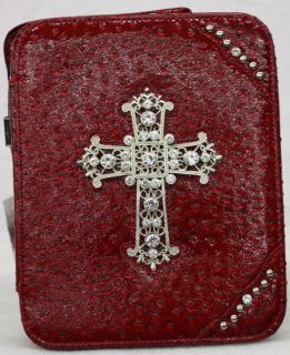 Montana West Collection Ostrich Embossed Bible Cover Metal Cross 