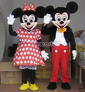 Mickey Minnie Couple Mouse Mascot Costume Adult Size