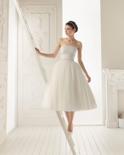 Strapless Short Tea Length Wedding Dress Calf Length Ballgown Bridal 