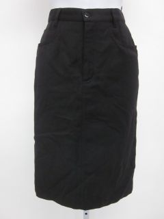 AGNES B Black Wool Five Pocket Knee Length Lined Straight Pencil Skirt 